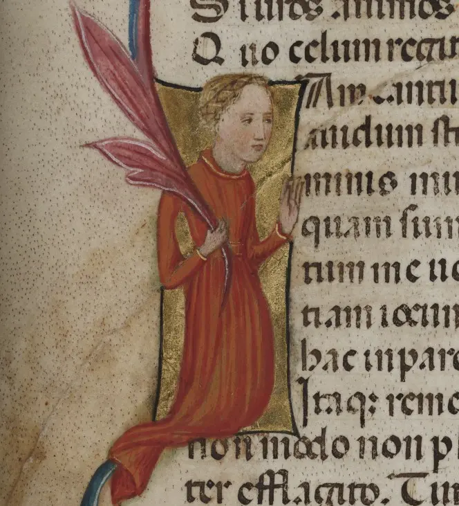Historiated initial featuring a personification of Philosophy.