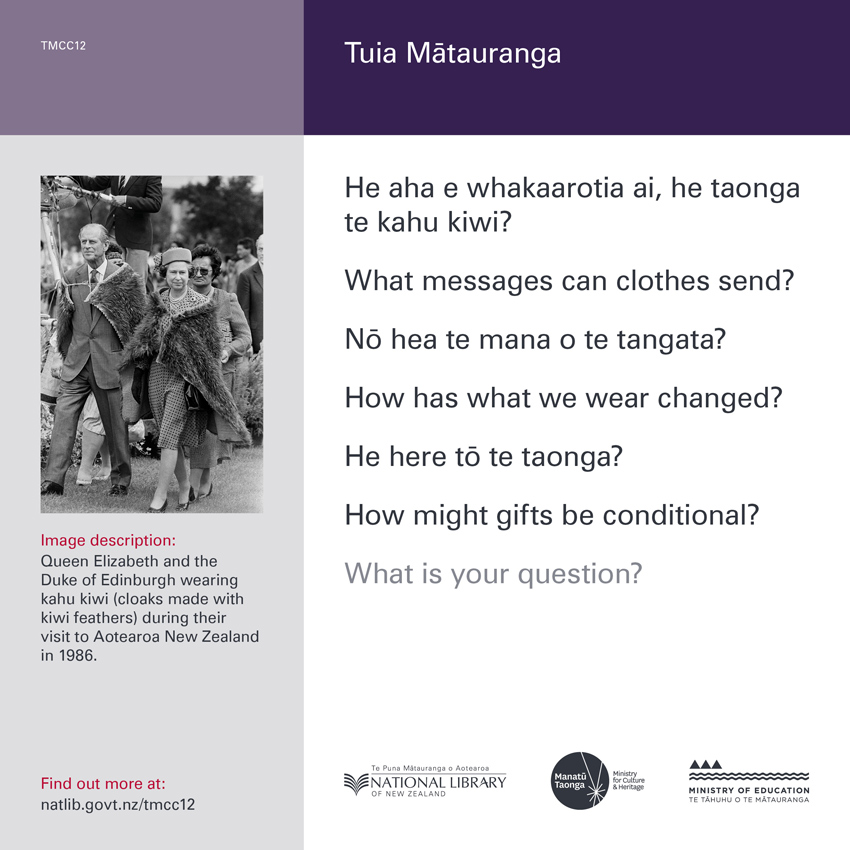 Back of curiosity card TMCC12, with an image description, fertile questions, and a link with more information