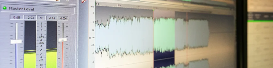 Computer screen showing audio sound waves.
