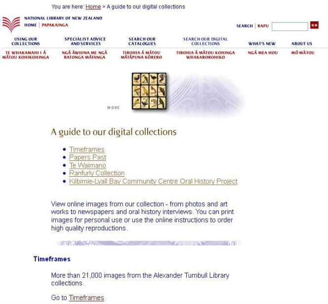 The National Library website in the early 2000s.