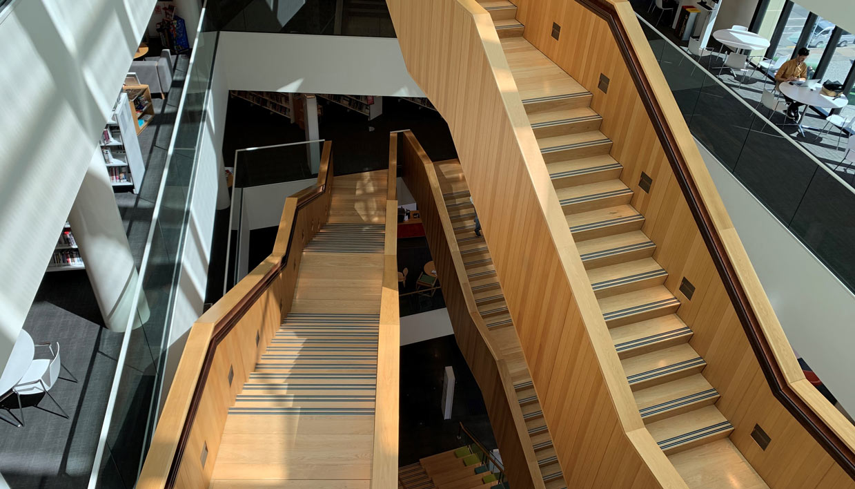 Staircase inside Tūranga (Christchurch Central Library)