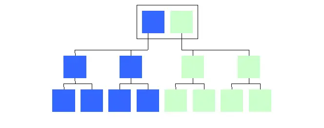 Diagram illustrating two entirely distinct websites with parallel content.
