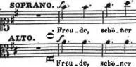 Detail of the score to Ode to Joy. 