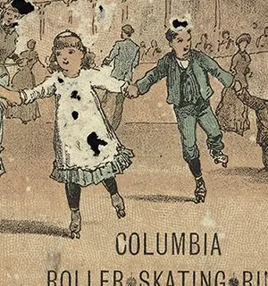 An illustration of children roller-skating.
