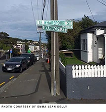 Street signs in Wellington with two street names. 