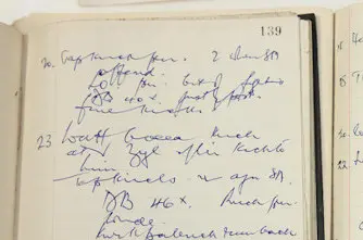 Notebooks from the McLean papers, describing games between the All Blacks and South Africa. The handwriting is difficult to read.