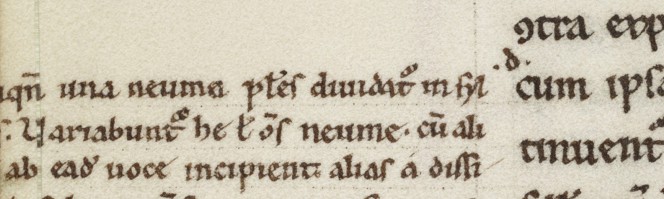 Detail of f.87v, showing missing text added to the margin