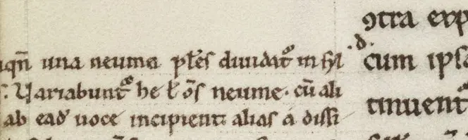 Detail of f.87v, showing missing text added to the margin