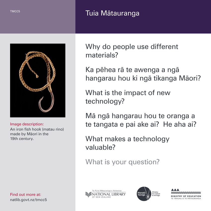 Back of curiosity card TMCC5b, with an image description, fertile questions, and a link with more information