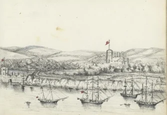 Illustration of Port Jackson and Sydney Cove.