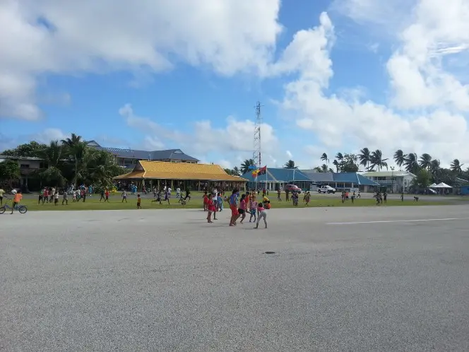 Children playing on the runway.