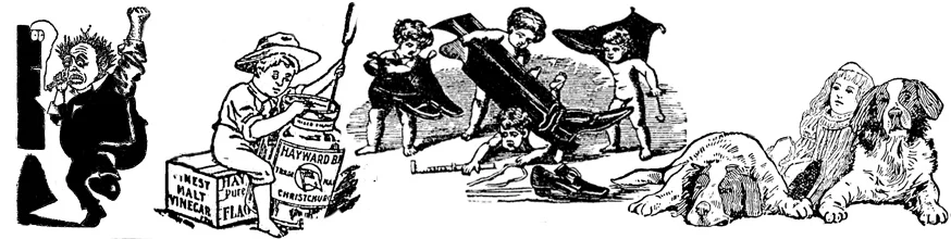 Cartoon drawing of children playing.
