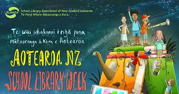 Aotearoa NZ School Library Week 2023 poster.