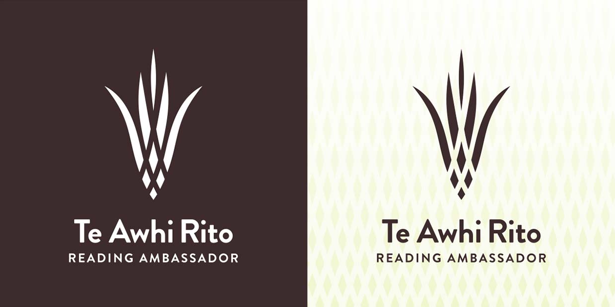 Te Awhi Rito master logo — single colour version on different background colours. The logo on the left is on a dark background — papatūānuku. The logo on the right is on a light background.