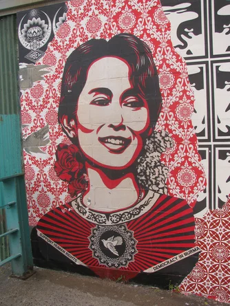 Artwork of Burmese pro-democracy leader Aung San Suu Kyi.