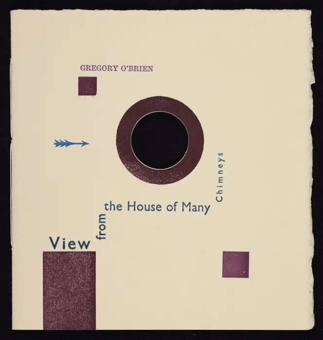 Cover of Gregory O'Brien's View from the House of Many Chimneys, with a ragged-edged abstract design.