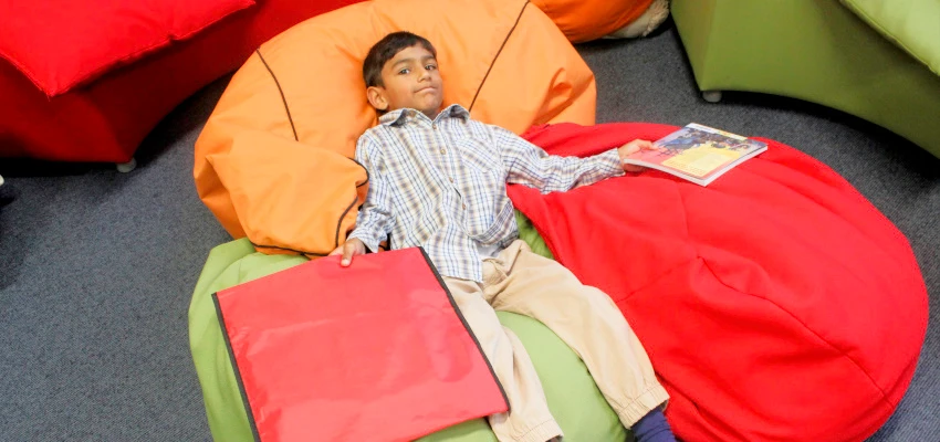 Boy on beanbags