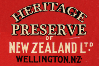 Label for the Heritage Preserve of New Zealand company.