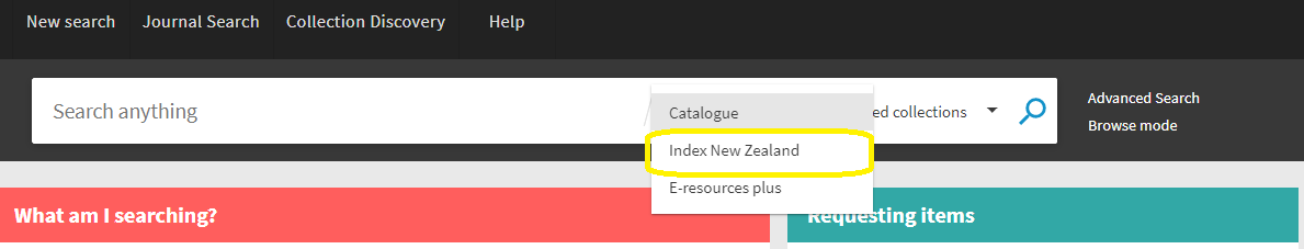  National Library catalogue search box.