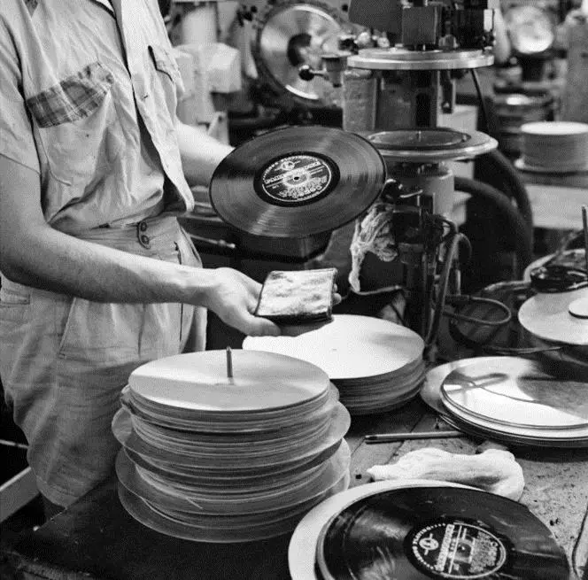 Detail, HMV record factory, Wellington (1957).