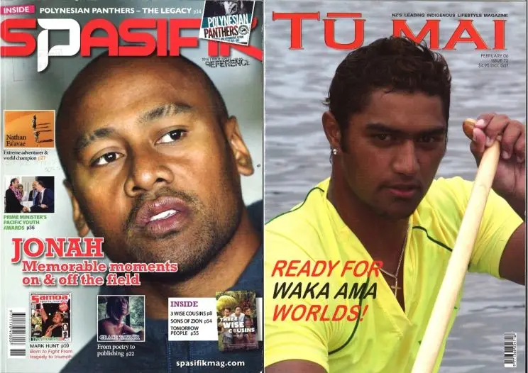 Two side by side images of magazine covers showing sportsmen along with the respective magazine titles.