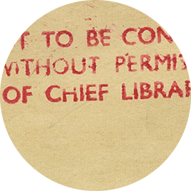 Red text 'Not to be be consulted without permission of Chief Librarian' stamped on beige coloured paper.