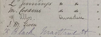 M Alloo signature on the Women's suffrage petition.