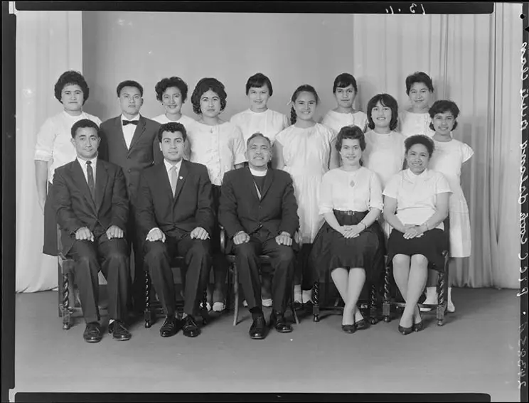 Group photograph of members of the Pacific Island Congregational Church.