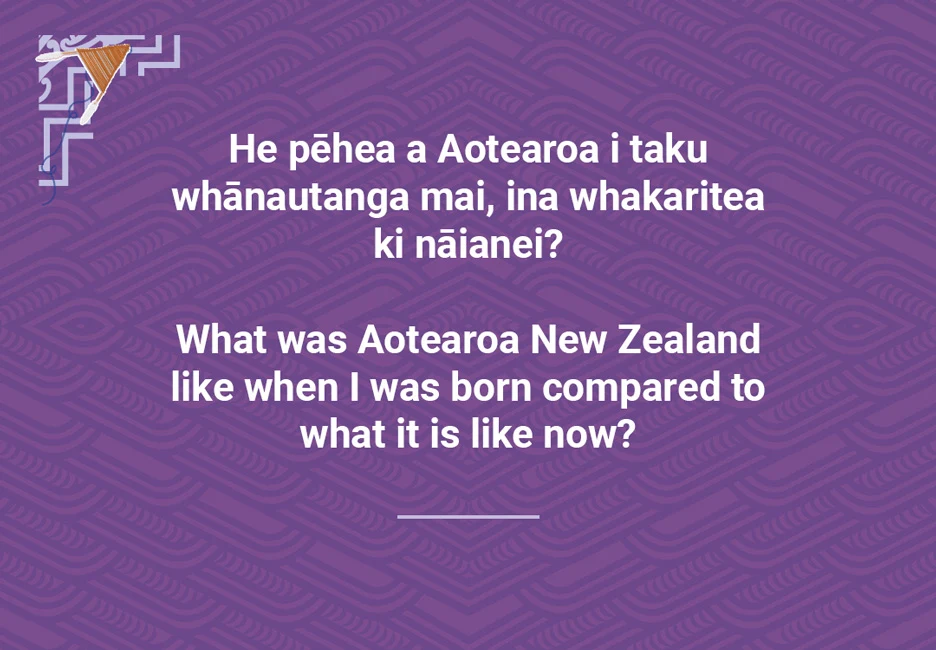 Question in te reo Māori and English comparing Aotearoa New Zealand then and now. See Description below.