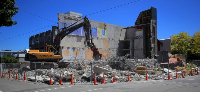 Contours Gym, corner of Durham & Armagh Streets, under demolition, Oct-Dec 2011.