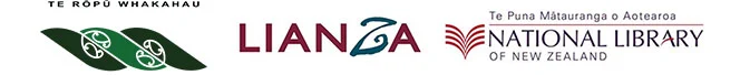 Logos for Te Rōpū Whakahau, LIANZA and National Library