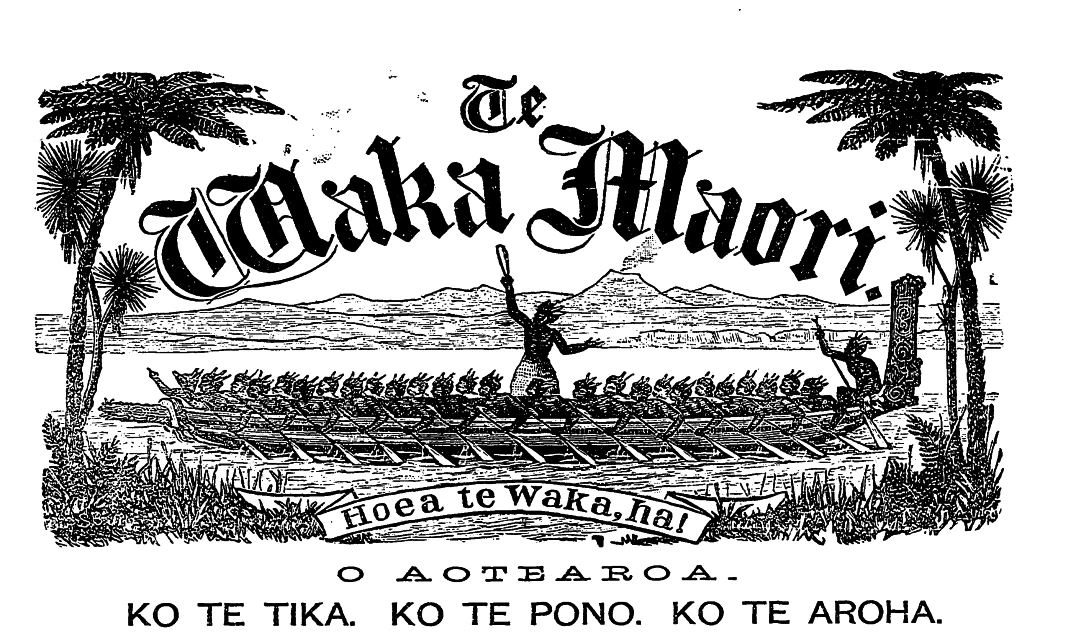 Masthead of Te Waka Māori newspaper from 1884.