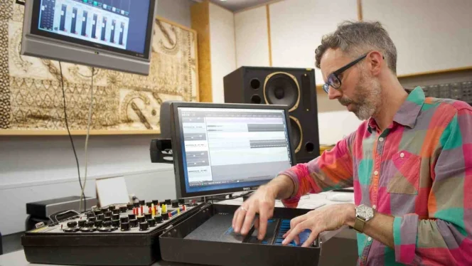 Director of the Lilburn Studios, Dugal MacKinnon, in the refurbished facility. Photograph courtesy Te Kōkī New Zealand.