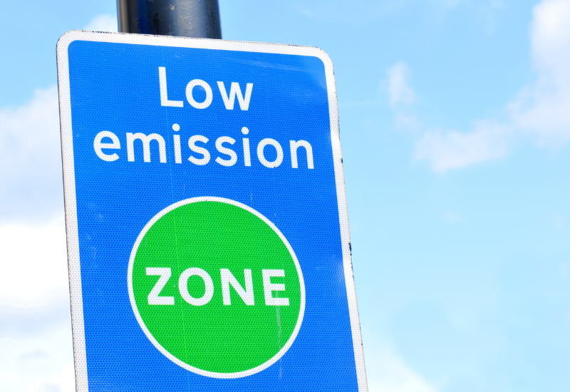 A road sign for a  low emission zone sign 