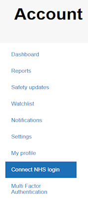 Connect NHS login tab