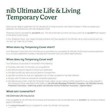 nib Ultimate Life & Living Temporary Cover