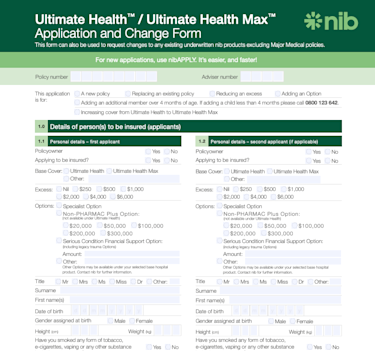 UH Change Form