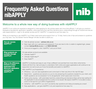 nibAPPLY FAQ