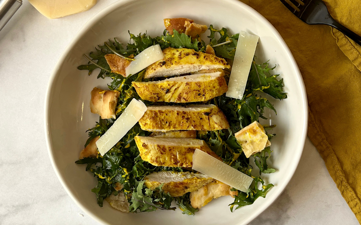 Turmeric Tahini Kale Caesar Salad Haven’s Kitchen