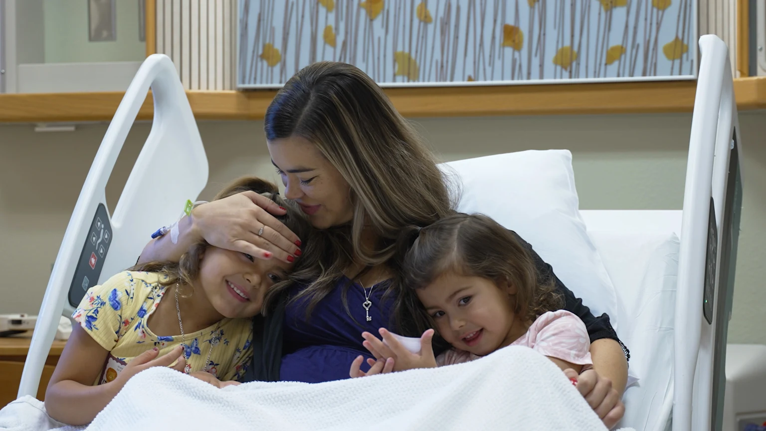 Elli Casique with her daughters at Sharp Mary Birch in San Diego