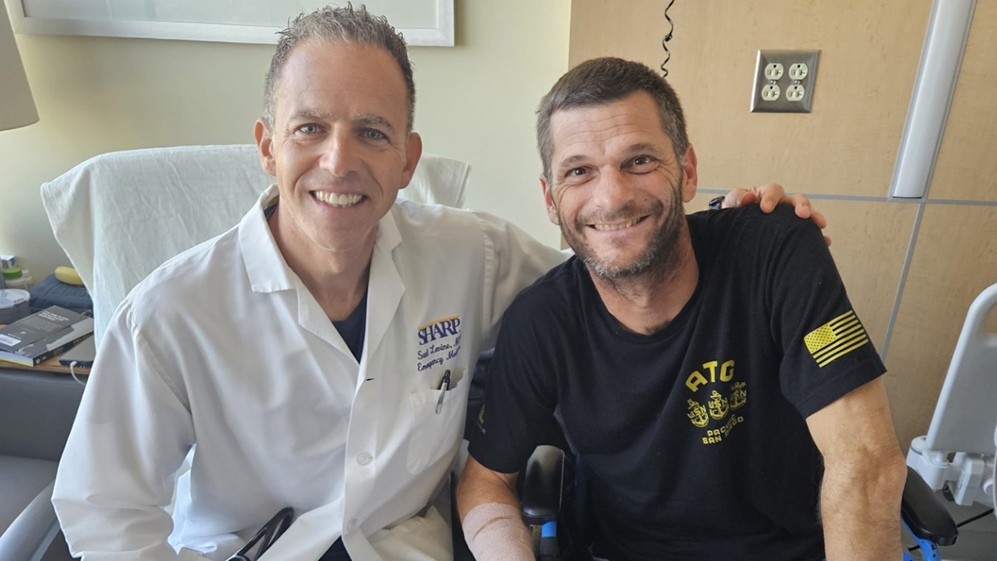 Sterling Sinema of San Diego with Dr. Saul Levine at Sharp Memorial Hospital