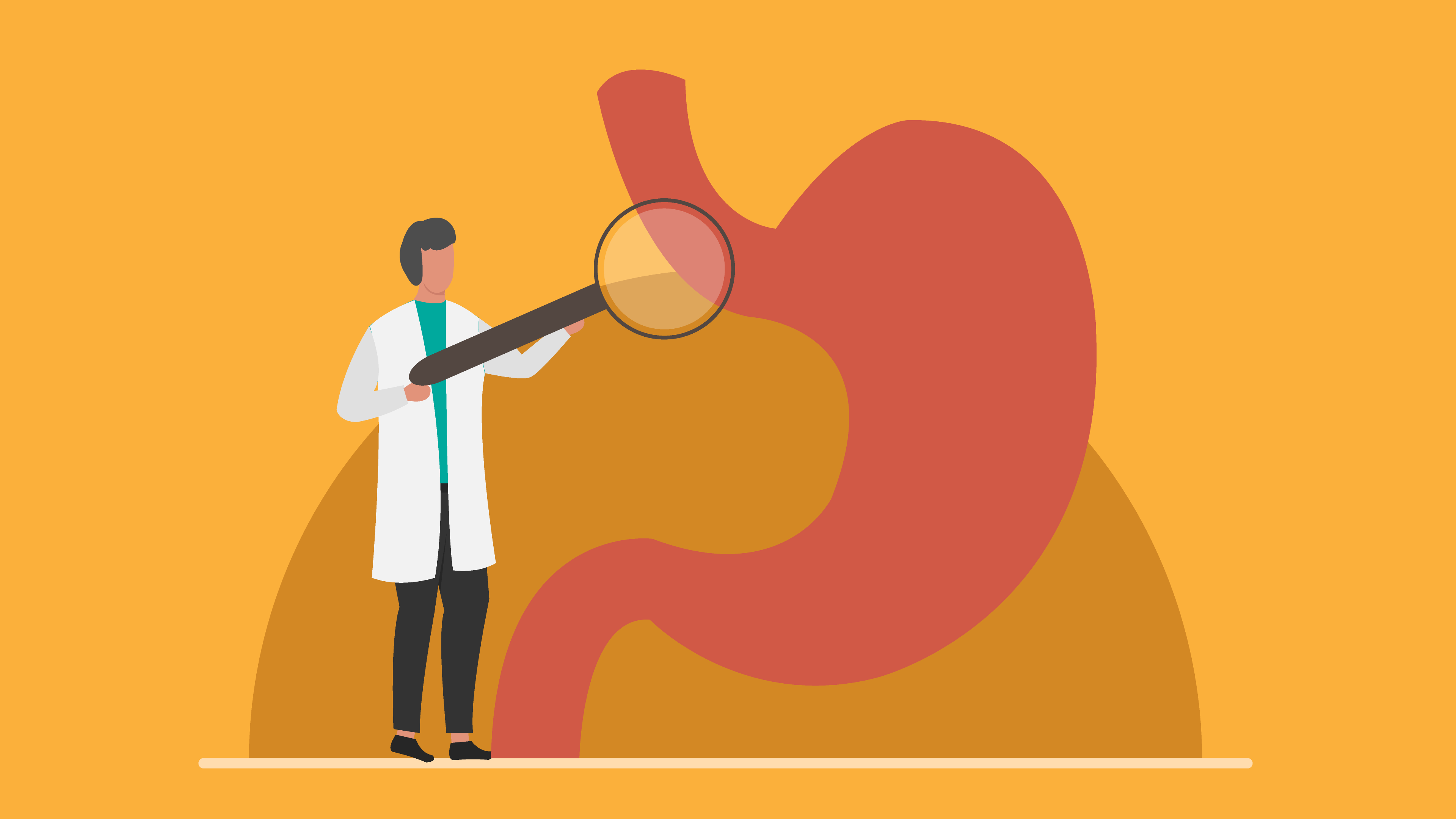 Illustration of doctor looking at colon