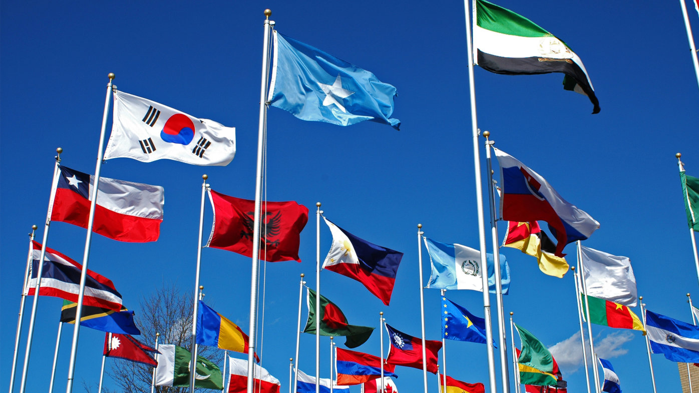 Collection of flags around the world.
