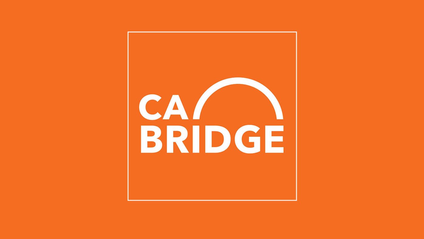 Orange and white CalBridge logo