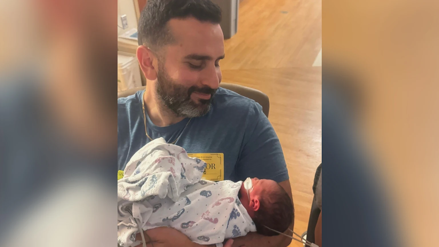 Dr. Nick Saade with baby Leo Saade at Sharp Mary Birch Hospital for Women & Newborns