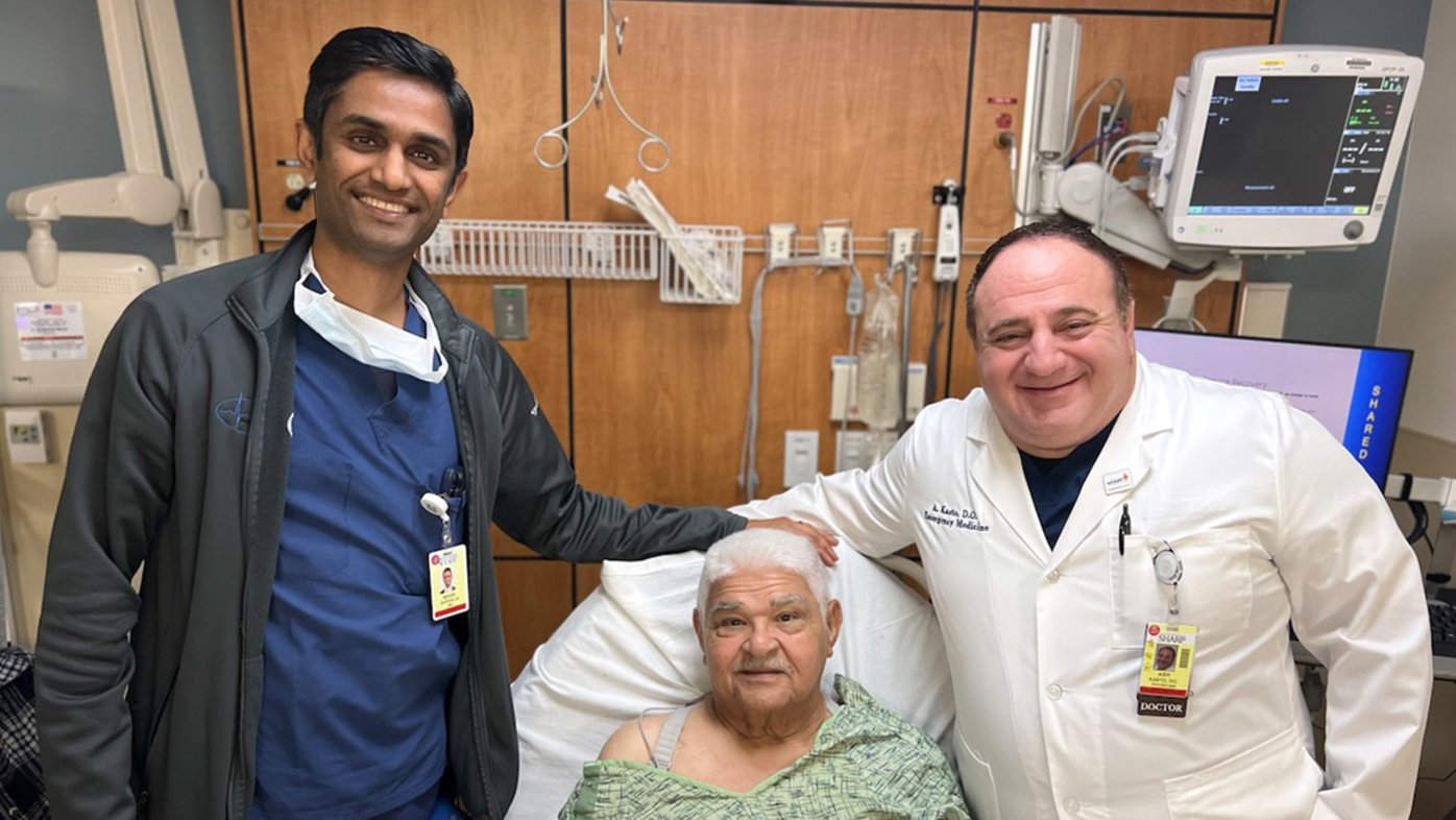 Dr. Ashraf Kasto, Charles Martinez and Dr. Mihir Barvalia at Sharp Grossmont Hospital.