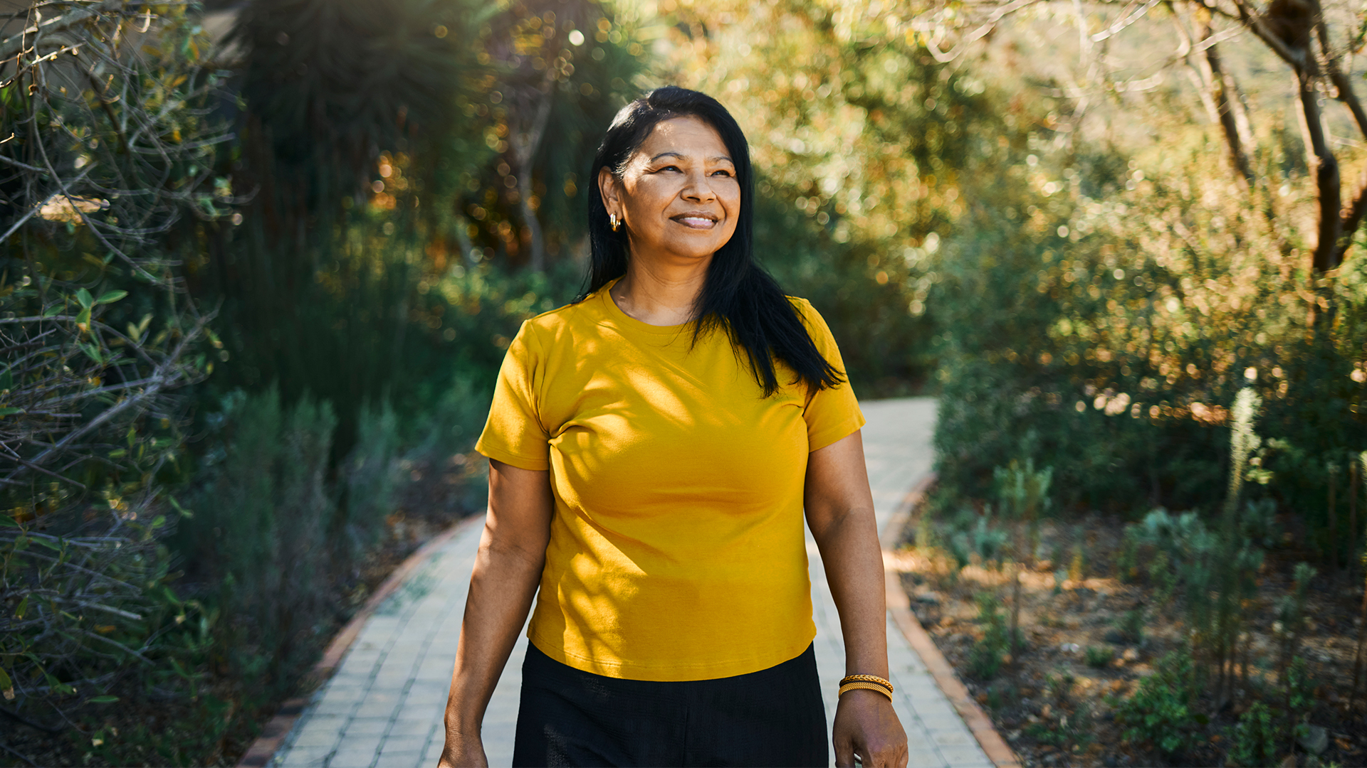 Happy woman enjoying the outdoors