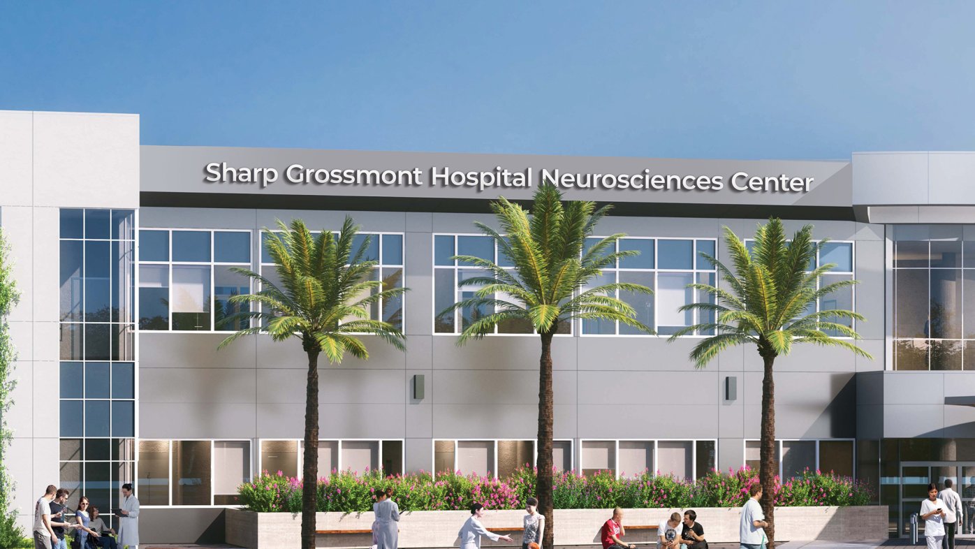 Artist rendering of exterior of Sharp Grossmont Hospital Neurosciences Center