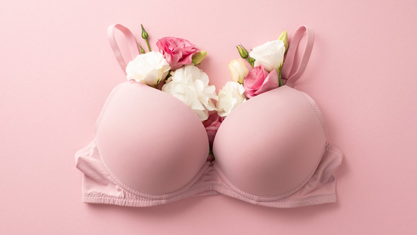 Pink bra with flowers