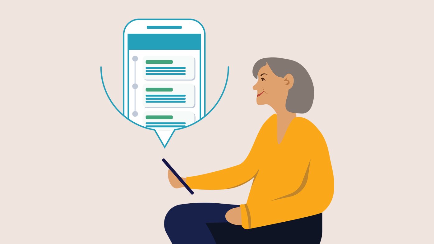 Illustration of woman managing appointments on phone. 